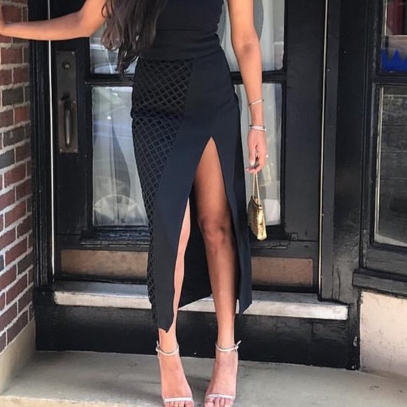 DAVID KOMA Asymmetrical Midi Skirt